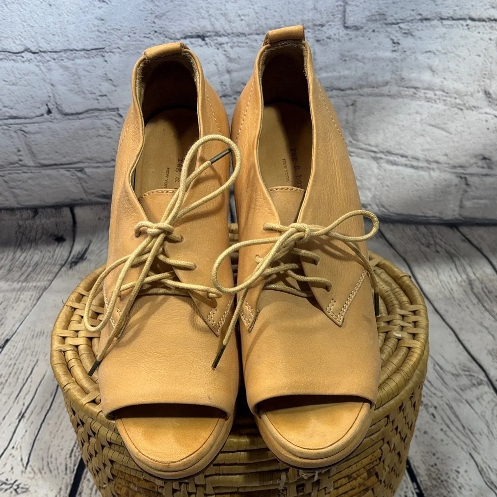 rag & bone Camel Lace-Up Wedge Sandals